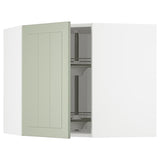 METOD corner wall cabinet with carousel, white/Stensund light green, 68x60 cm