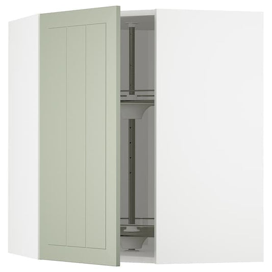 Ikea METOD - Corner wall cabinet with carousel, white/Stensund light green, 68x80 cm