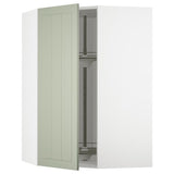 METOD corner wall cabinet with carousel, white/Stensund light green, 68x100 cm