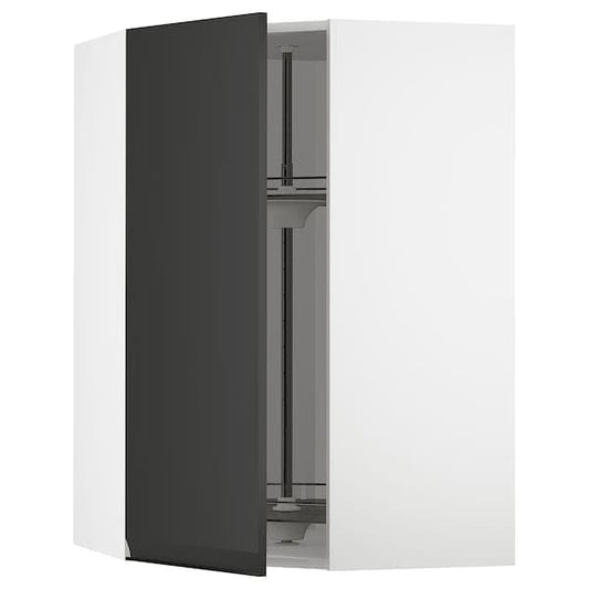 Ikea METOD - Corner wall cabinet with carousel, white/Upplöv matt anthracite , 68x100 cm