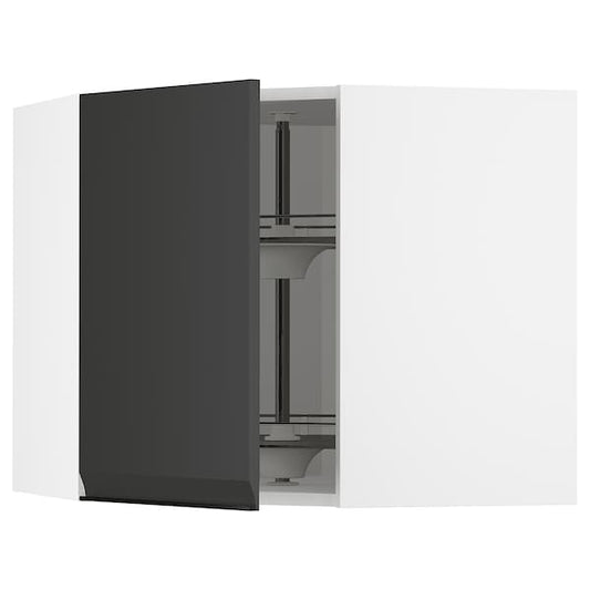 Ikea METOD - Corner wall cabinet with carousel, white/Upplöv matt anthracite , 68x60 cm