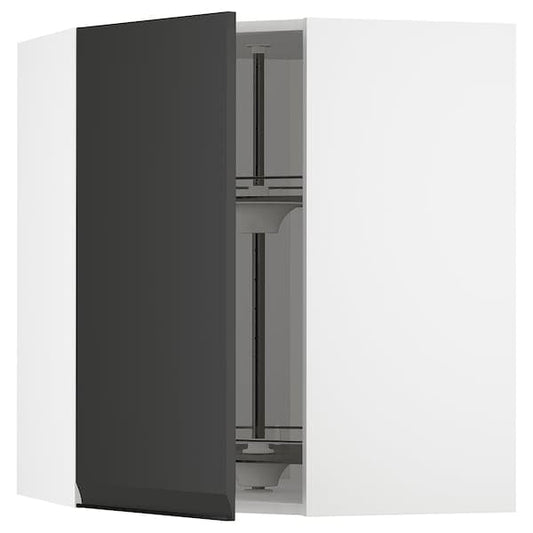 Ikea METOD - Corner wall cabinet with carousel, white/Upplöv matt anthracite, 68x80 cm
