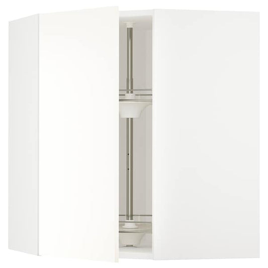 Ikea METOD - Corner wall cabinet with carousel, white/Vallstena white, 68x80 cm
