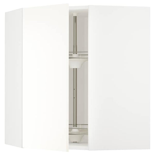 METOD - Corner wall cabinet with carousel, white/Vallstena white, 68x80 cm