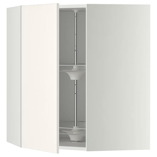METOD - Corner wall cabinet with carousel, white/Veddinge white, 68x80 cm