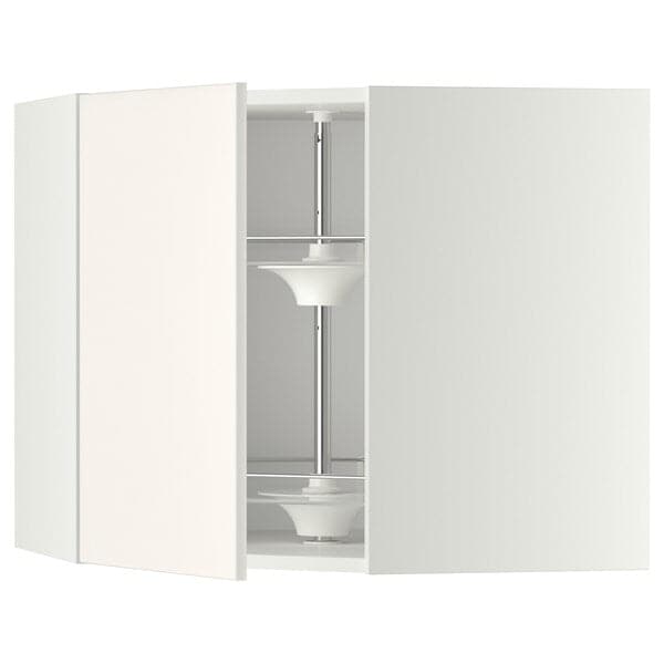 METOD - Corner wall cabinet with carousel, white/Veddinge white, 68x60 cm - best price from Maltashopper.com 49120082