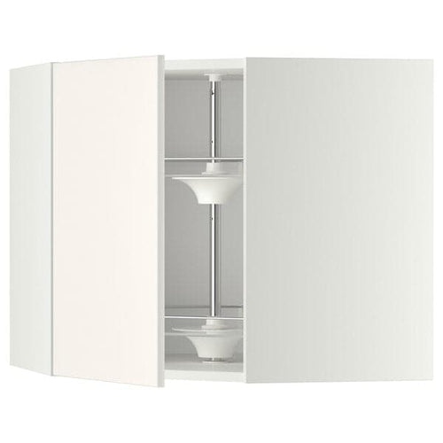 METOD - Corner wall cabinet with carousel, white/Veddinge white, 68x60 cm