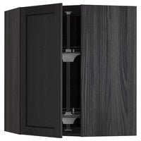 METOD - Corner wall cabinet with carousel, black/Lerhyttan black stained, 68x80 cm - best price from Maltashopper.com 99260268