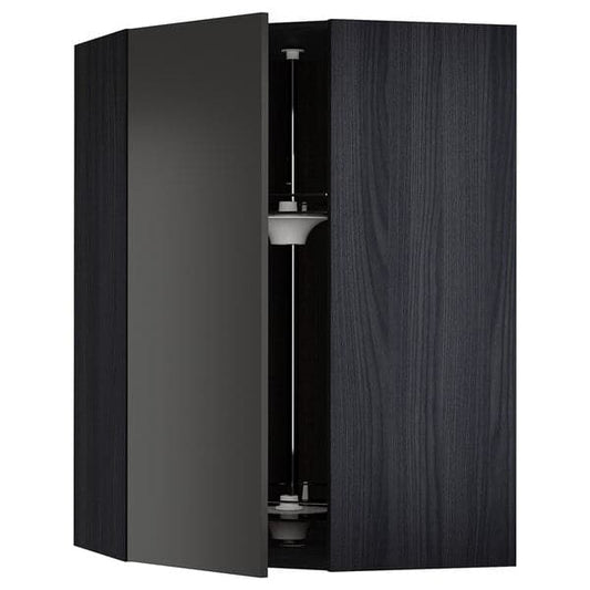 Ikea METOD - Corner wall cabinet with carousel, black/Nickebo matt anthracite , 68x100 cm