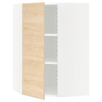 METOD - Corner wall cabinet with shelves, white/Askersund light ash effect, 68x100 cm - best price from Maltashopper.com 99215756