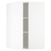 METOD - Corner wall cabinet with shelves, white/Axstad matt white, 68x100 cm - best price from Maltashopper.com 79288414