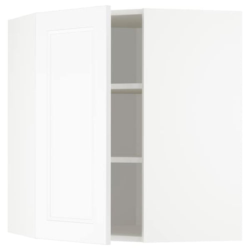 METOD - Corner wall cabinet with shelves, white/Axstad matt white, 68x80 cm