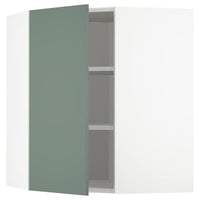METOD - Corner wall cabinet with shelves, white/Bodarp grey-green, 68x80 cm - best price from Maltashopper.com 59317714