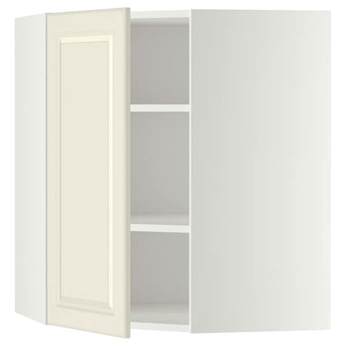 METOD - Corner wall cabinet with shelves, white/Bodbyn off-white, 68x80 cm