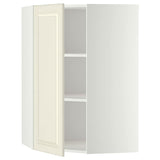 METOD corner wall cabinet with shelves, white/Bodbyn off-white, 68x100 cm