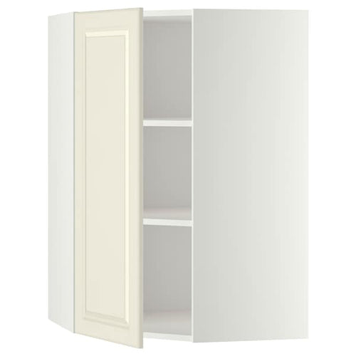 METOD - Corner wall cabinet with shelves, white/Bodbyn off-white, 68x100 cm