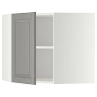 METOD - Corner wall cabinet with shelves, white/Bodbyn grey, 68x60 cm - best price from Maltashopper.com 49918693