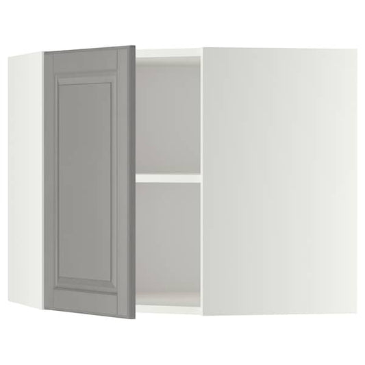 Ikea METOD - Corner wall cabinet with shelves, white/Bodbyn grey, 68x60 cm