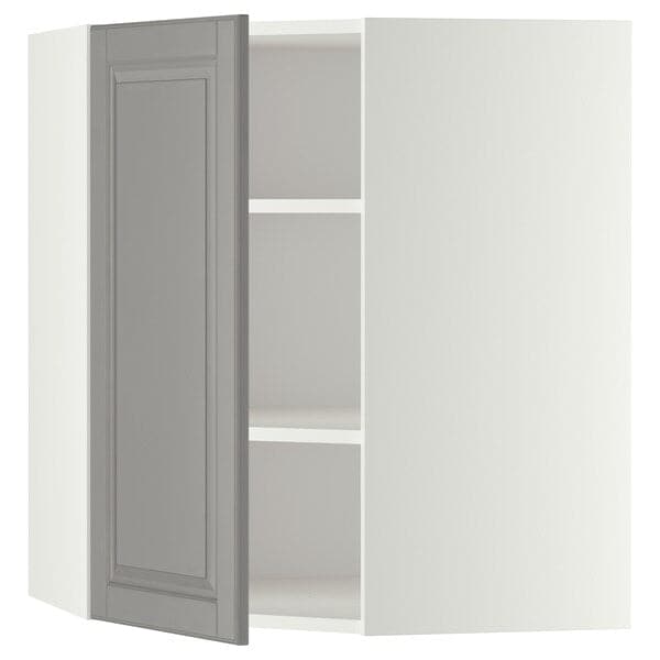 Ikea METOD - Corner wall cabinet with shelves, white/Bodbyn grey, 68x80 cm