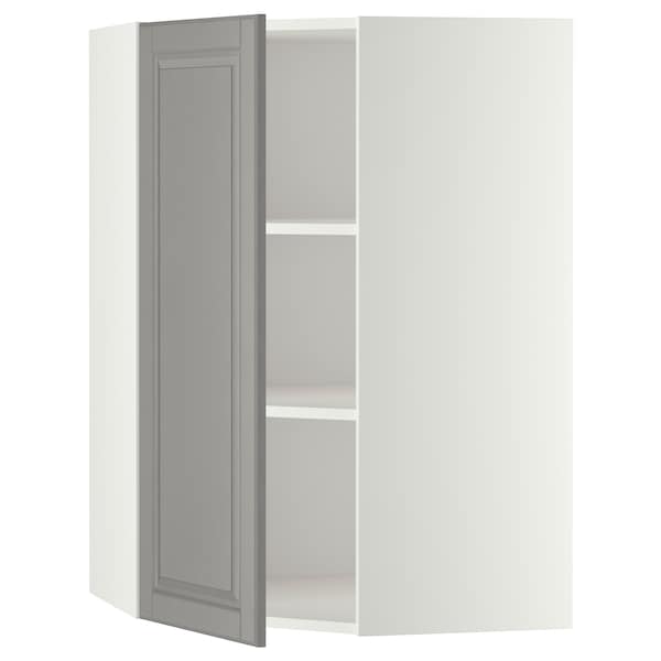 Ikea METOD - Corner wall cabinet with shelves, white/Bodbyn grey, 68x100 cm