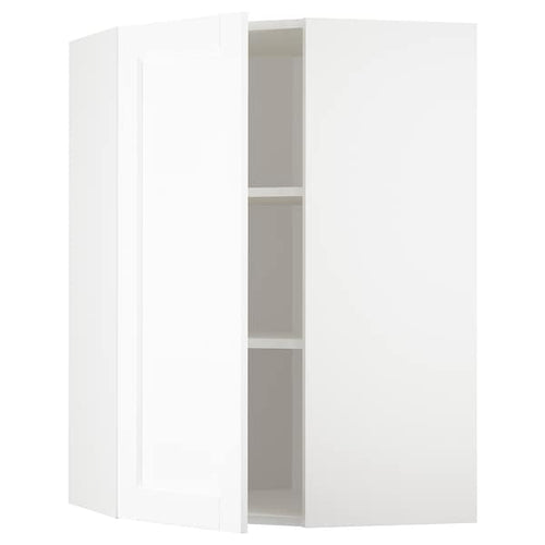 METOD - Corner wall cabinet with shelves, white Enköping/white wood effect, 68x100 cm
