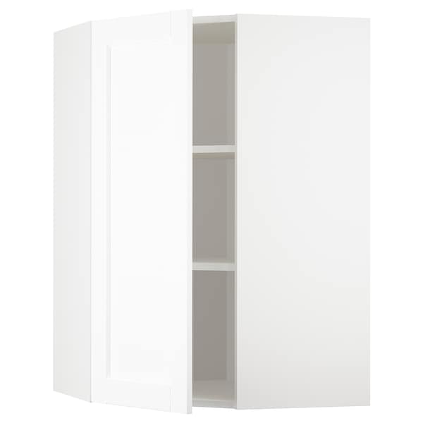 METOD - Corner wall cabinet with shelves, white Enköping/white wood effect, 68x100 cm