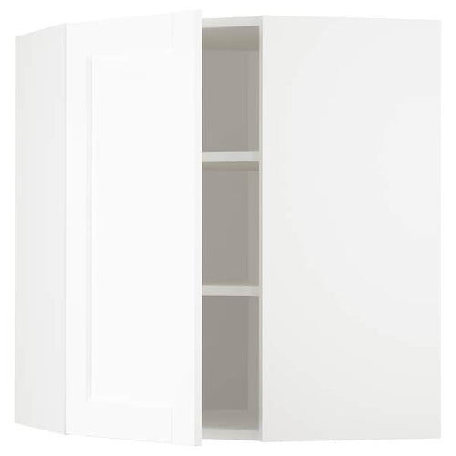 METOD - Corner wall cabinet with shelves, white Enköping/white wood effect, 68x80 cm