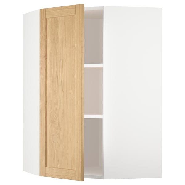Ikea METOD - Corner wall cabinet with shelves, white/Forsbacka oak, 68x100 cm