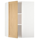 METOD corner wall cabinet with shelves, white/Forsbacka oak, 68x100 cm