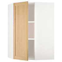 METOD - Corner wall cabinet with shelves, white/Forsbacka oak, 68x100 cm - best price from Maltashopper.com 59509322