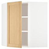 METOD corner wall cabinet with shelves, white/Forsbacka oak, 68x80 cm