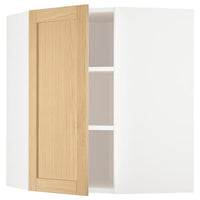 METOD corner wall cabinet with shelves, white/Forsbacka oak, 68x80 cm