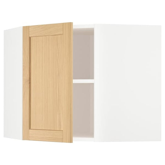 Ikea METOD - Corner wall cabinet with shelves, white/Forsbacka oak, 68x60 cm