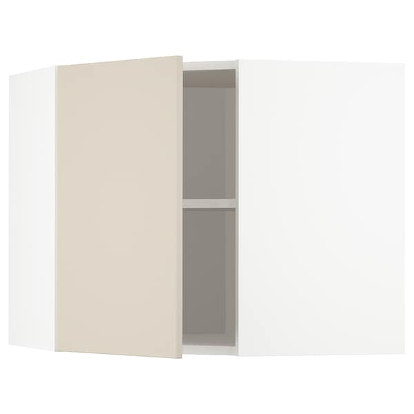 Ikea METOD - Corner wall cabinet with shelves, white/Havstorp beige, 68x60 cm