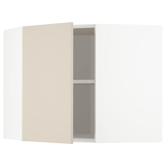 Ikea METOD - Corner wall cabinet with shelves, white/Havstorp beige, 68x60 cm