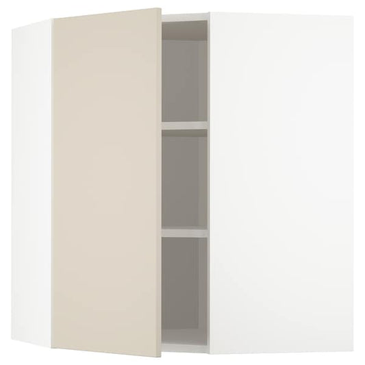 Ikea METOD - Corner wall cabinet with shelves, white/Havstorp beige, 68x80 cm