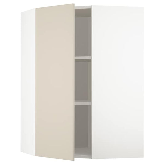 Ikea METOD - Corner wall cabinet with shelves, white/Havstorp beige, 68x100 cm
