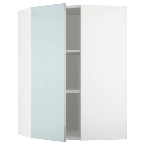 Ikea METOD - Corner wall cabinet with shelves, white/Kallarp light grey-blue, 68x100 cm