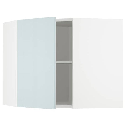 Ikea METOD - Corner wall cabinet with shelves, white/Kallarp light grey-blue, 68x60 cm