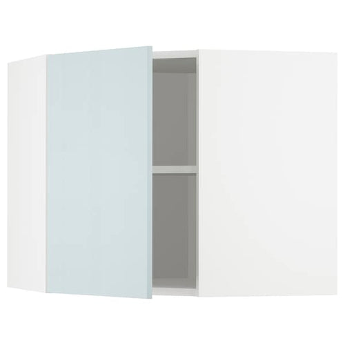 METOD - Corner wall cabinet with shelves, white/Kallarp light grey-blue, 68x60 cm