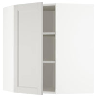 METOD - Corner wall cabinet with shelves, white/Lerhyttan light grey, 68x80 cm - best price from Maltashopper.com 69274177