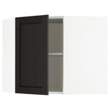 METOD corner wall cabinet with shelves, white/Lerhyttan black stained, 68x60 cm