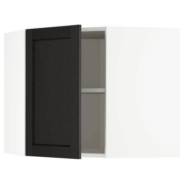METOD - Corner wall cabinet with shelves, white/Lerhyttan black stained, 68x60 cm - best price from Maltashopper.com 79257573