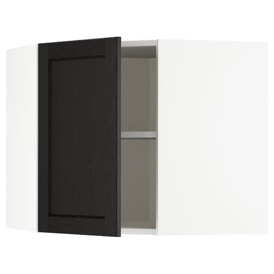 Ikea METOD - Corner wall cabinet with shelves, white/Lerhyttan black stained, 68x60 cm