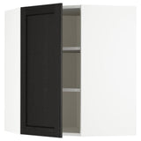 METOD corner wall cabinet with shelves, white/Lerhyttan black stained, 68x80 cm