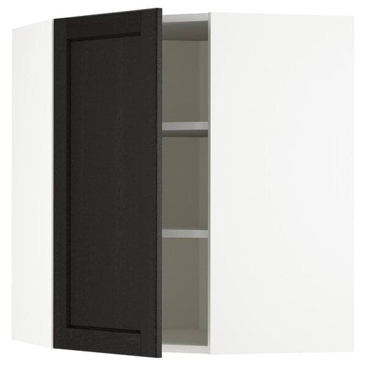 Ikea METOD - Corner wall cabinet with shelves, white/Lerhyttan black stained , 68x80 cm