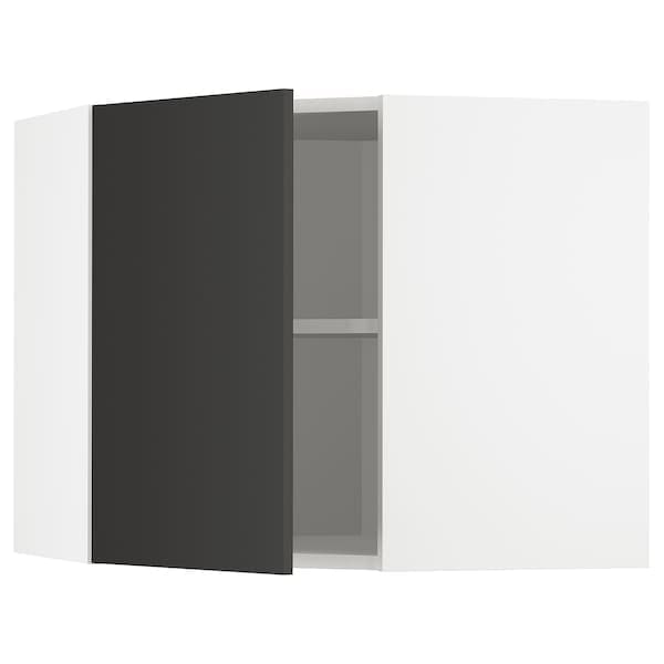 Ikea METOD - Corner wall cabinet with shelves, white/Nickebo matt anthracite, 68x60 cm