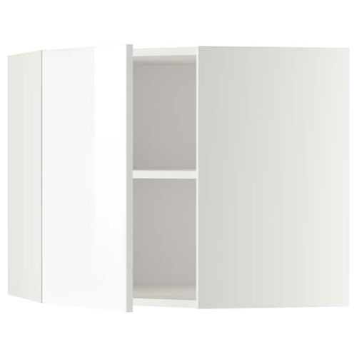 METOD - Corner wall cabinet with shelves, white/Ringhult white, 68x60 cm
