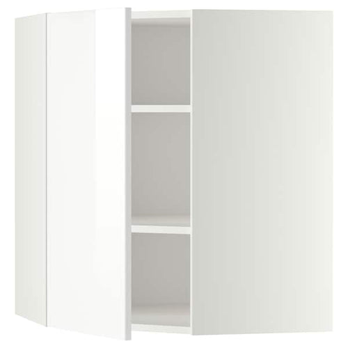 METOD - Corner wall cabinet with shelves, white/Ringhult white, 68x80 cm
