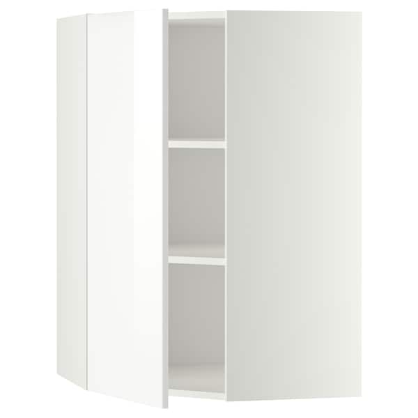 METOD - Corner wall cabinet with shelves, white/Ringhult white, 68x100 cm - best price from Maltashopper.com 39918523